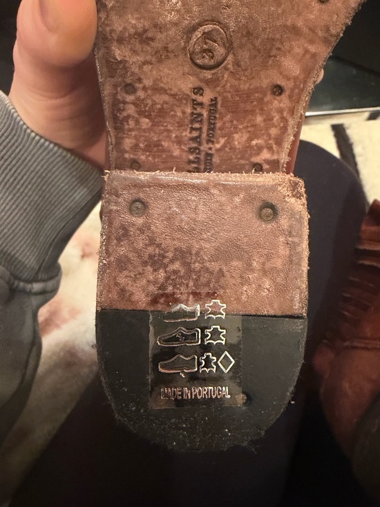 ALLSAINTS BONNIE VALLEY DISTRESSED BROWN LEATHER ANKLE WESTERN BOOT - Picture 5 of 9